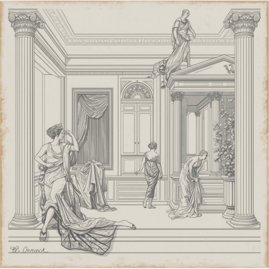 Timeless Elegance: Black & White Traditional Paint Sticker (Voorkant)