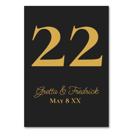 Timeless Elegance Charcoal Black Gold Wedding Kaart (Voorkant)