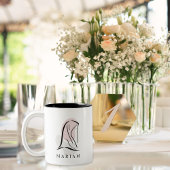 Timeless Elegance Customizable Hijab Line Art Tweekleurige Koffiemok