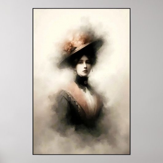 Timeless Elegance In Smoky Portrait Poster (Voorkant)