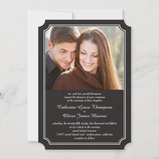 Timeless Elegance Photo Wedding Invitations Kaart (Voorkant)