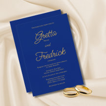 Timeless Elegance Royal Blue Gold Script Weddensch