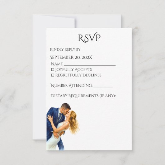 Timeless Elegance Wedding Golden Romance Couple RSVP Kaartje (Voorkant)