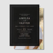 Timeless Elegant Black & White Minimalist Wedding Vellum Uitnodigingen (Offset (Koppel))