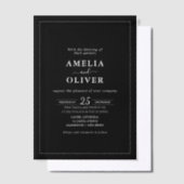 Timeless Elegant Black & White Minimalist Wedding Vellum Uitnodigingen (Offset)
