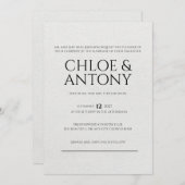 Timeless, Elegant Wedding Invitation Kaart (Voorkant / Achterkant)