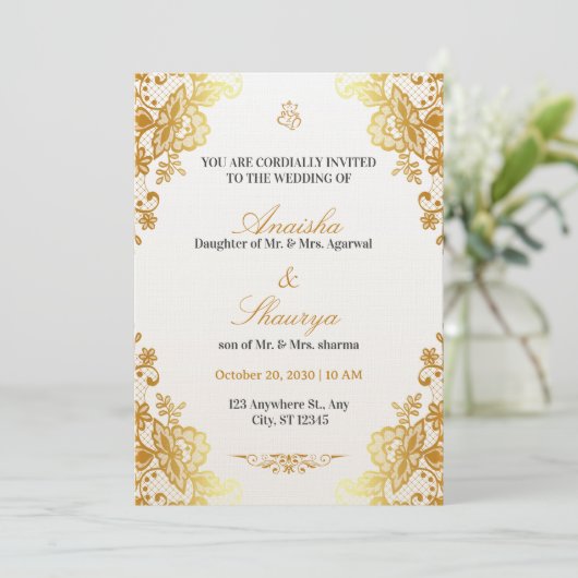 Timeless Elegant Wedding Invitation | Romantic Kaart (Staand voorkant)