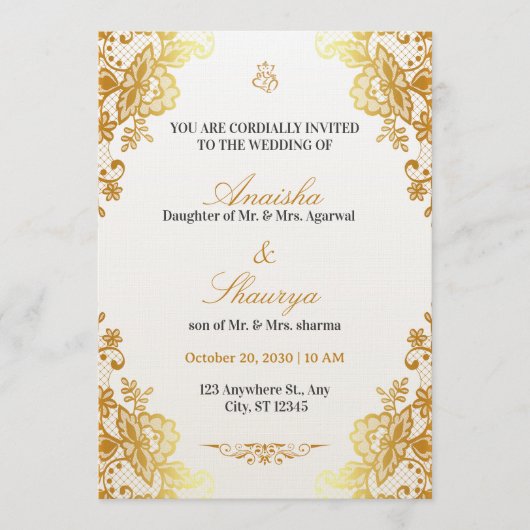 Timeless Elegant Wedding Invitation | Romantic Kaart (Voorkant)
