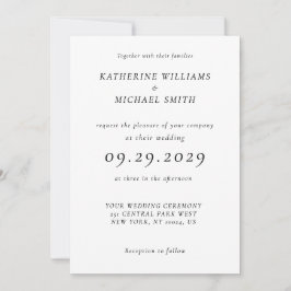 Timeless Elegant White Wedding Invitations Kaart