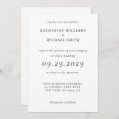 Timeless Elegant White Wedding Invitations Kaart (Voorkant / Achterkant)