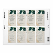 Timeless Emerald Green & Beige Rose Floral Wedding Etiket (Full Sheet)