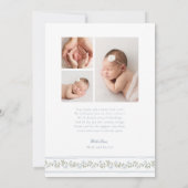 Timeless Floral Bow Photo Birth Announcement Aankondiging (Achterkant)