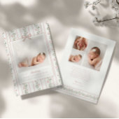 Timeless Floral Bow Photo Birth Announcement Aankondiging