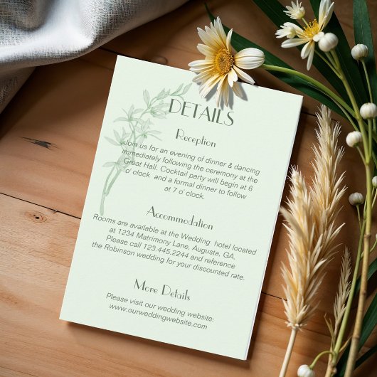 Timeless Flower Monogram Weddenschap-gegevens Informatiekaartje