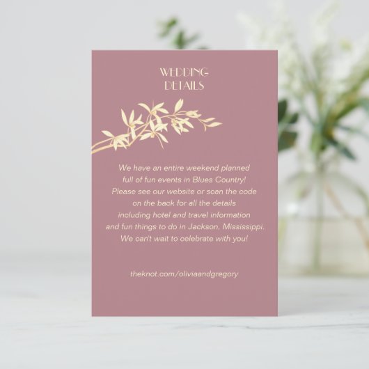 Timeless Flower Weddenschap Informatiekaartje (Staand voorkant)