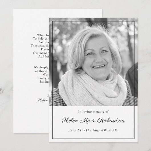 Timeless foto Sympathie met condoleances begrafeni Bedankkaart (Voorkant / Achterkant)