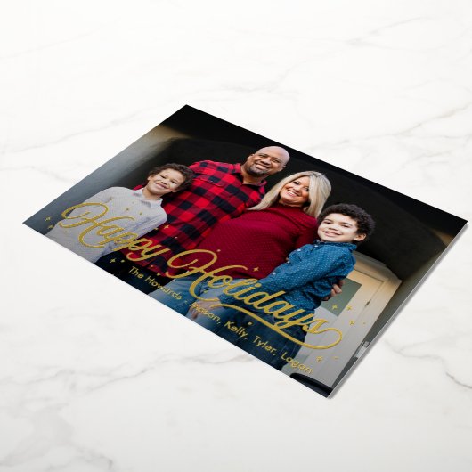 Timeless Glow Folie Prettige feestdagen fotokaart (Gedraaid)