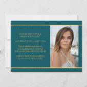 Timeless Gold Blauwgroen Photo Afstuderen Kaart (Achterkant)