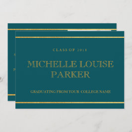 Timeless Gold Blauwgroen Photo Afstuderen Kaart