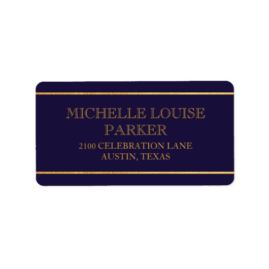 Timeless Gold Nautical Blue Classic Personated Etiket (Voorkant)