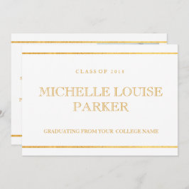 Timeless Gold White Photo Afstuderen Invitation Kaart
