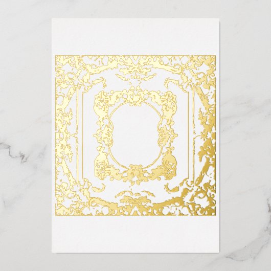 Timeless Golden Baroque Lijst Blank Folie Uitnodiging (Voorkant)