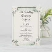 Timeless Greenery Wedding Anniversary Invitations Kaart (Staand voorkant)