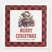 Timeless highland cow Christmas napkins red black Servet (Voorkant)