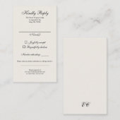 Timeless Ivory Calligraphy Wedding RSVP Card Visitekaartje (Voorkant / Achterkant)