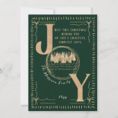 Timeless “JOY” Green and Gold Festive Elegance Feestdagenkaart (Voorkant)