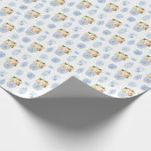 Timeless Lady Autumn Flowers Blue White en Oranje Cadeaupapier (Hoek)