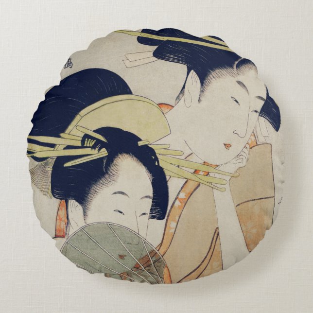 Timeless legance:  Japanse geisha Art Rond Kussen (Voorkant)