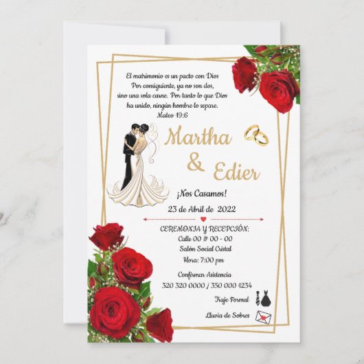 Timeless Love Red Elegance Wedding Invitation  Kaart (Voorkant)