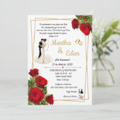 Timeless Love Red Elegance Wedding Invitation  Kaart (Staand voorkant)