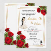 Timeless Love Red Elegance Wedding Invitation  Kaart (Voorkant / Achterkant)