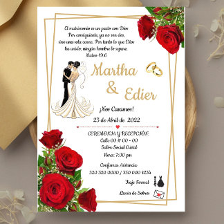 Timeless Love Red Elegance Wedding Invitation  Kaart