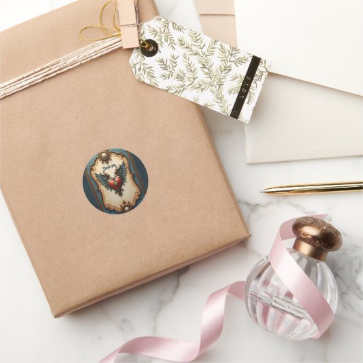 Timeless love, surreal elegance in steampunk style ronde sticker (Geschenken)