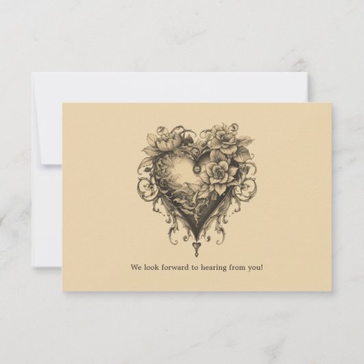 Timeless Love |  thema bruiloft RSVP Kaartje (Achterkant)