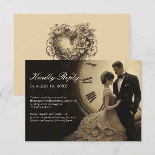 Timeless Love | thema bruiloft RSVP Kaartje (Voorkant / Achterkant)