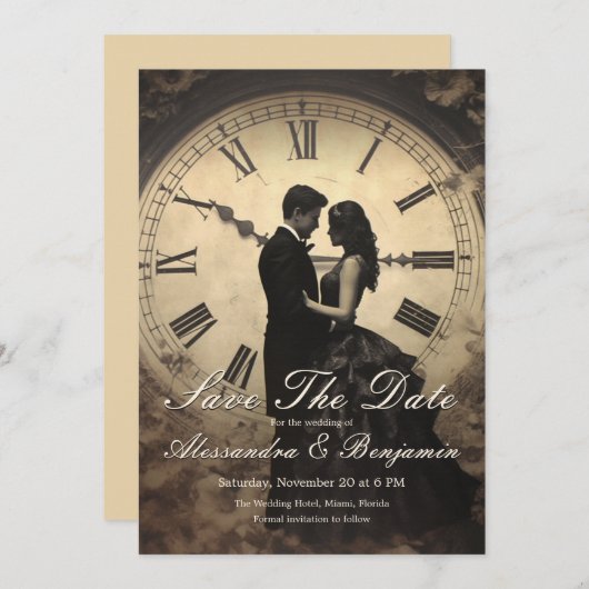 Timeless Love |  thema Opslaan datum Kaart (Voorkant / Achterkant)