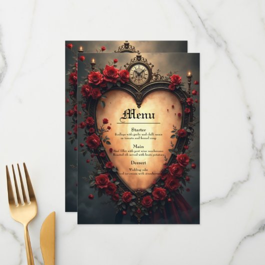 Timeless Love –Victorian Gothic Wedding Collection Menu (Voorkant / Achterkant in situ)