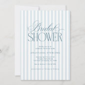 Timeless Luxe Script Blue Stripes Bridal Shower Kaart (Voorkant)