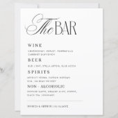 Timeless Luxe Script Classy Wedding Bar Drink Menu (Voorkant)
