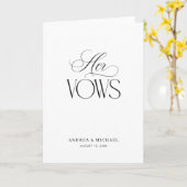 Timeless Luxe Script Elegant Her Wedding Vows Kaart (Gele Bloem)