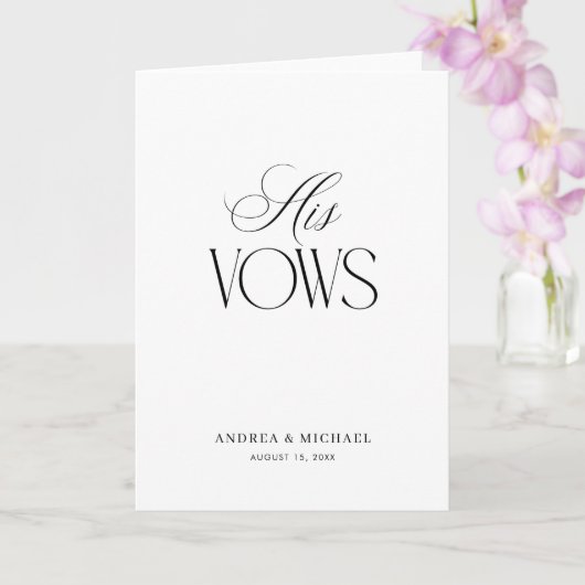Timeless Luxe Script Elegant His Wedding Vows Kaart (Orchidee)