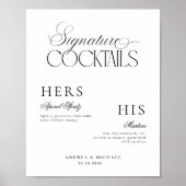 Timeless Luxe Script Elegant Signature Drinks Sign Poster (Voorkant)