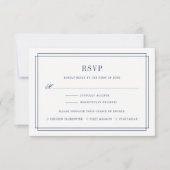 Timeless marine en witte RSVP-kaart met maaltijdke RSVP Kaartje (Voorkant)