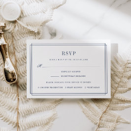 Timeless marine en witte RSVP-kaart met maaltijdke RSVP Kaartje