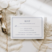 Timeless marine en witte RSVP-kaart met maaltijdke RSVP Kaartje