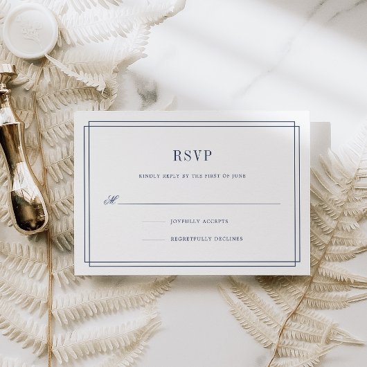 Timeless marine en witte RSVP-kaart RSVP Kaartje